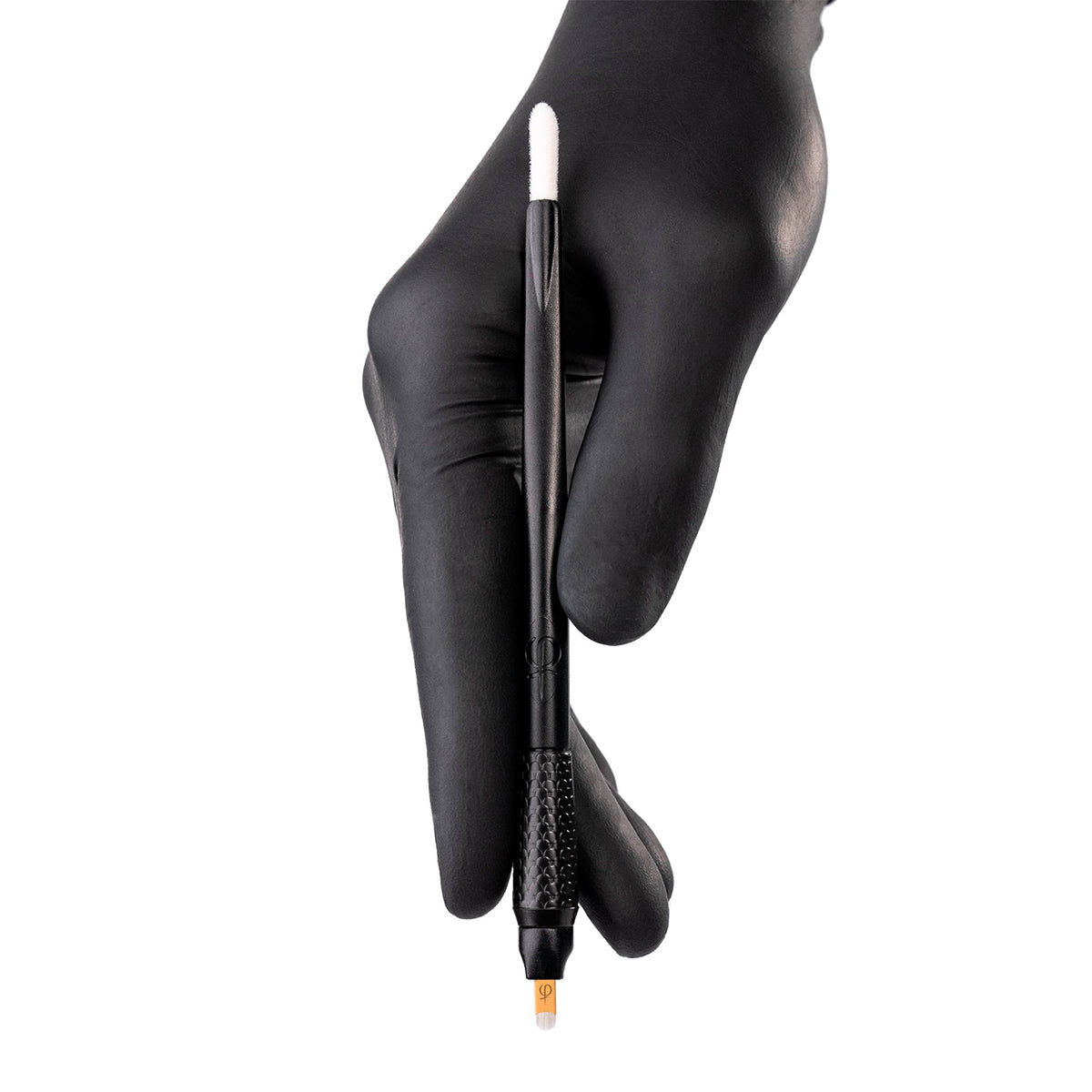 PhiBrows Disposable Microblading Tool 18 U Ecc 0.18mm 10pcs — 18 U Ecc tool held in a gloved hand