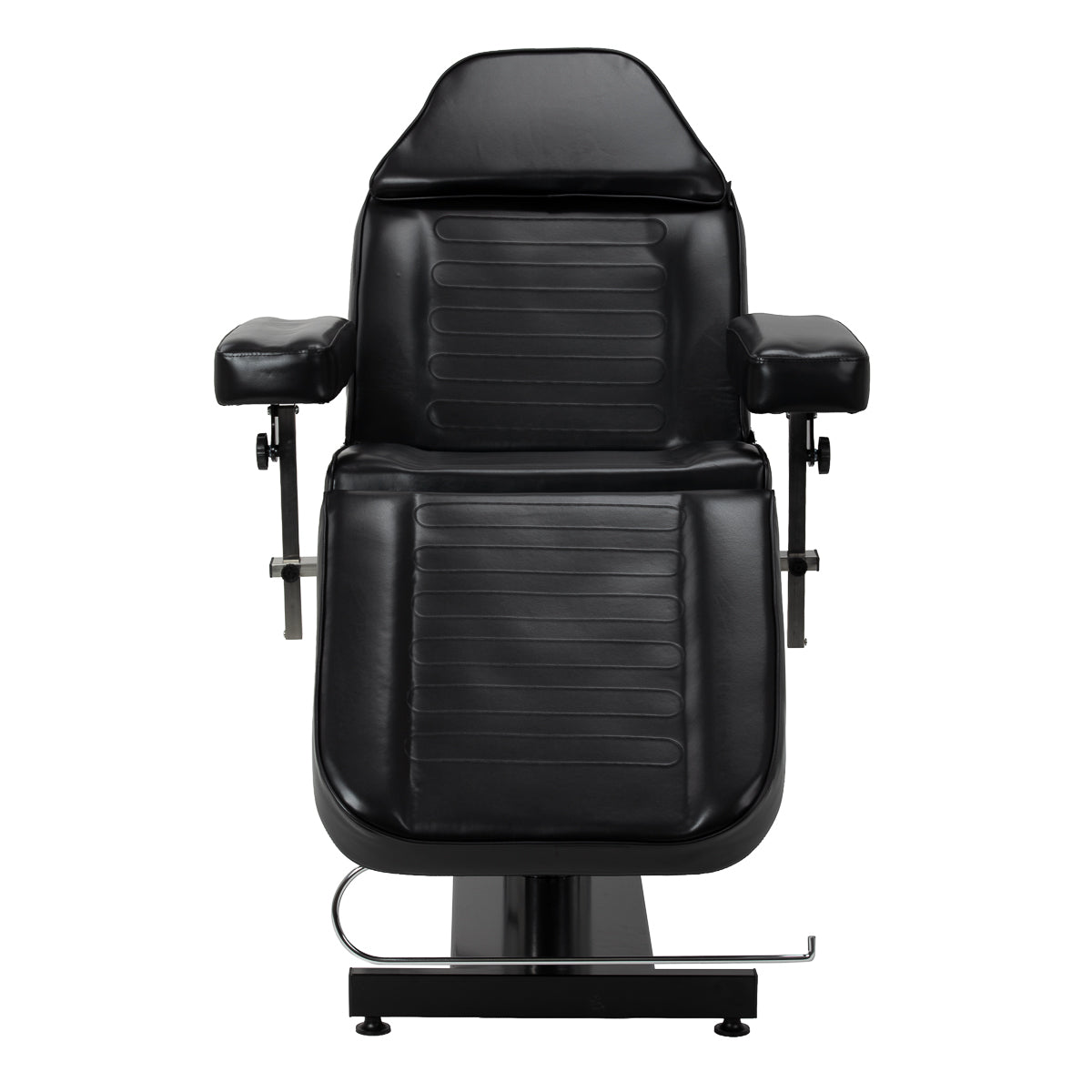 Black Pro Ink tattoo chair with cradle and adjustable armrests