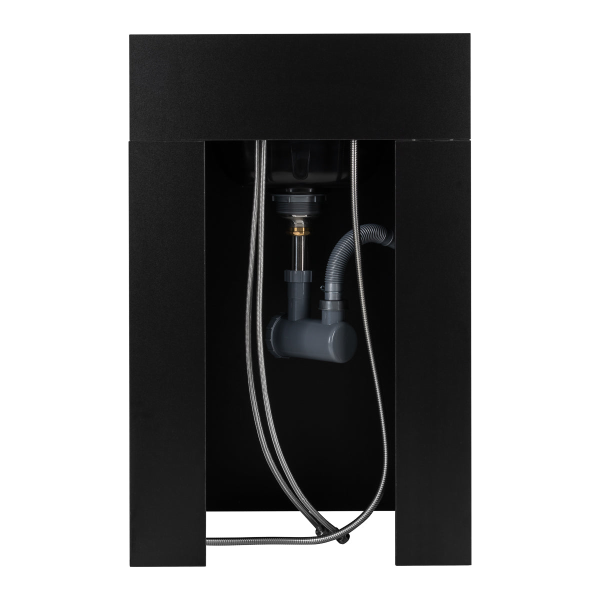 Gabbiano barber station for hair washing with a sleek black design and ergonomic sink for professional hair salons.