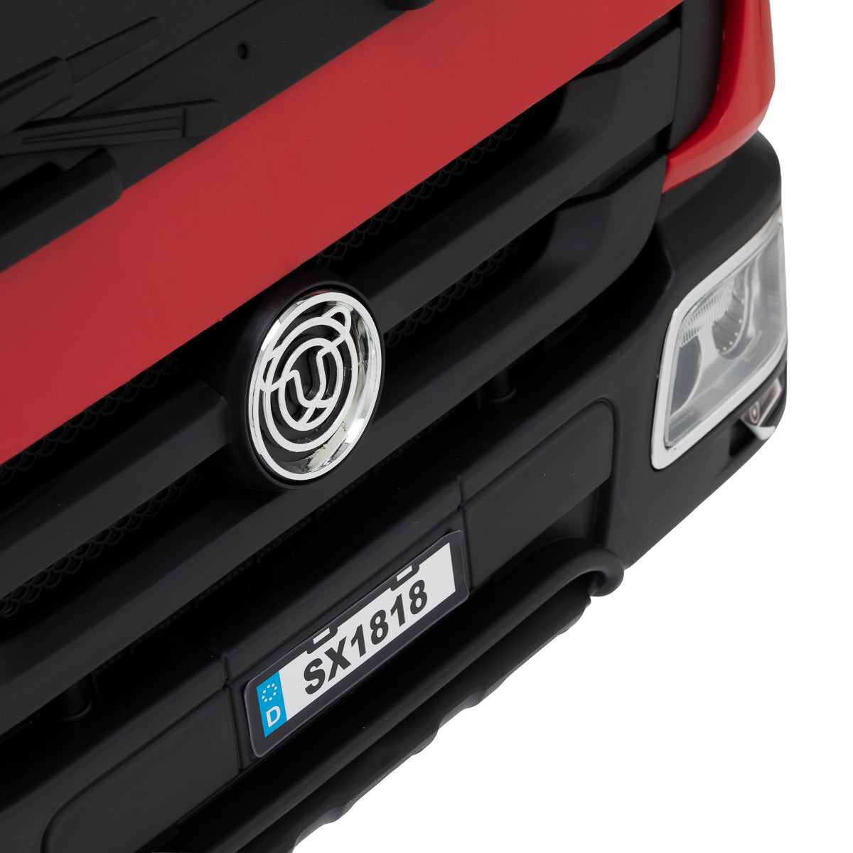Gabbiano Fire Engine red kids barber chair detail view