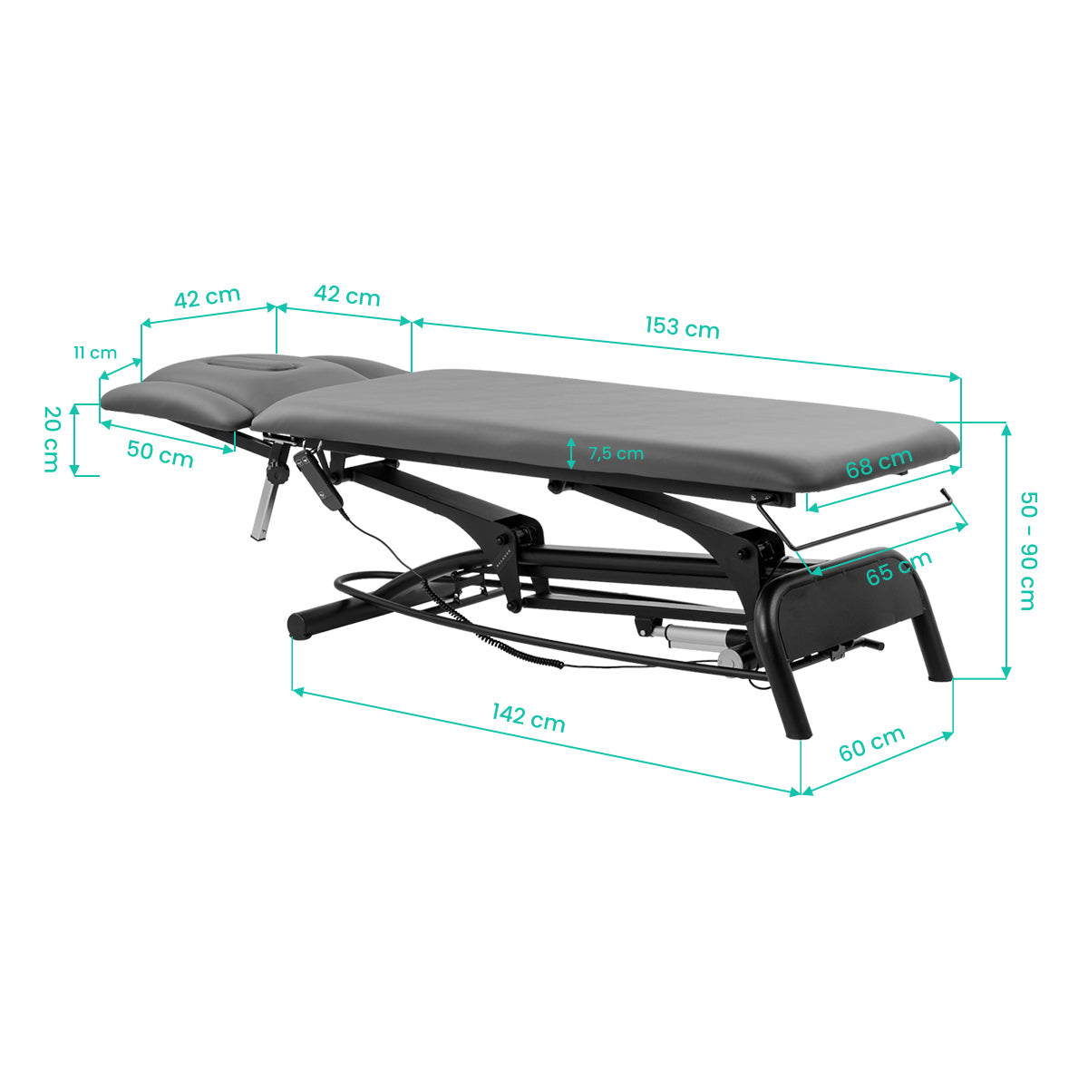 BALANCE Novus 4 electric massage table dimensions and measurements