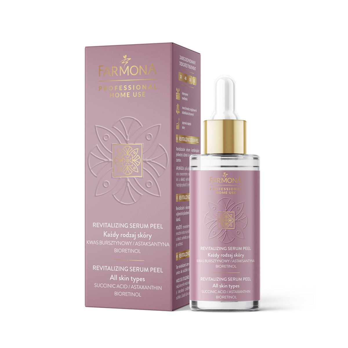 Farmona Professional Revitalising Serum Peel in 30ml bottle, showcasing clear glass container with serum inside.