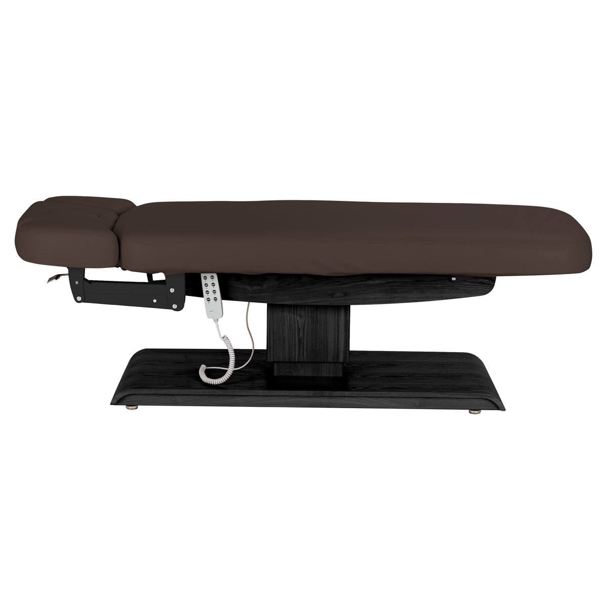 Sillon Relax Electric SPA Lounger – Dark Brown, Black Base · Side view