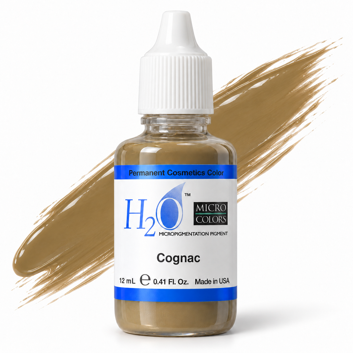 Li Pigments Micro Colors H2O Cognac Practice Pigment 12ml — bottle with a liquid pigment colour swipe
