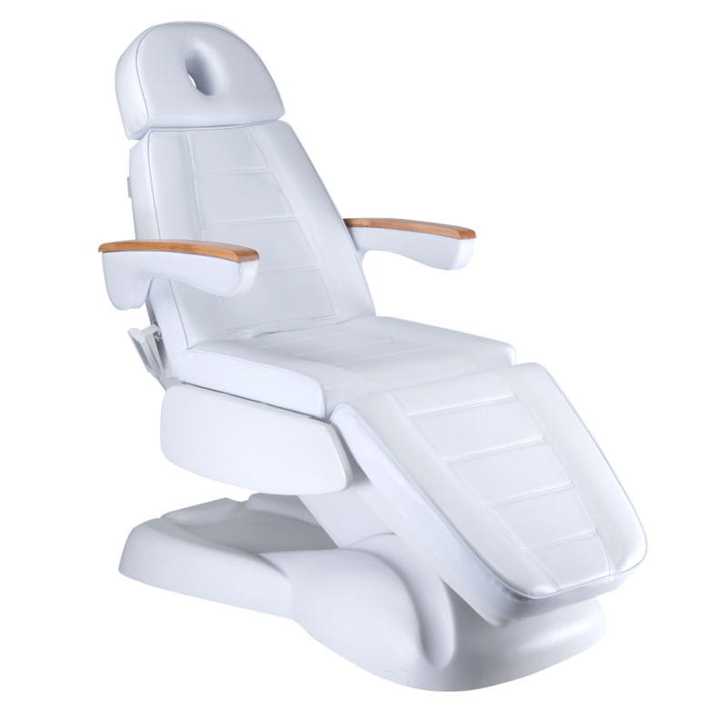 Electric cosmetic chair LUX BW-273B-4 by Beauty System in white, featuring adjustable height and padded upholstery for beauty salons.