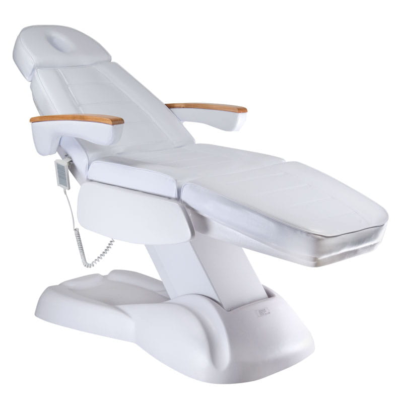 Electric cosmetic chair LUX BW-273B-4 by Beauty System, white adjustable beauty salon chair with cushioned seat and headrest.