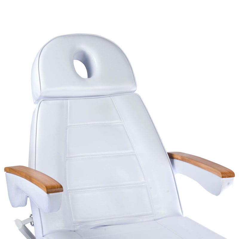 Electric cosmetic chair by Beauty System, white Lux BW-273B-4 model with adjustable features and padded seat for beauty treatments.