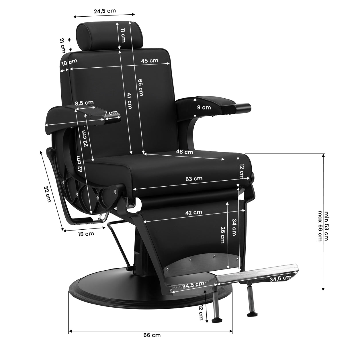 Gabbiano barber chair Continental black - BVShop