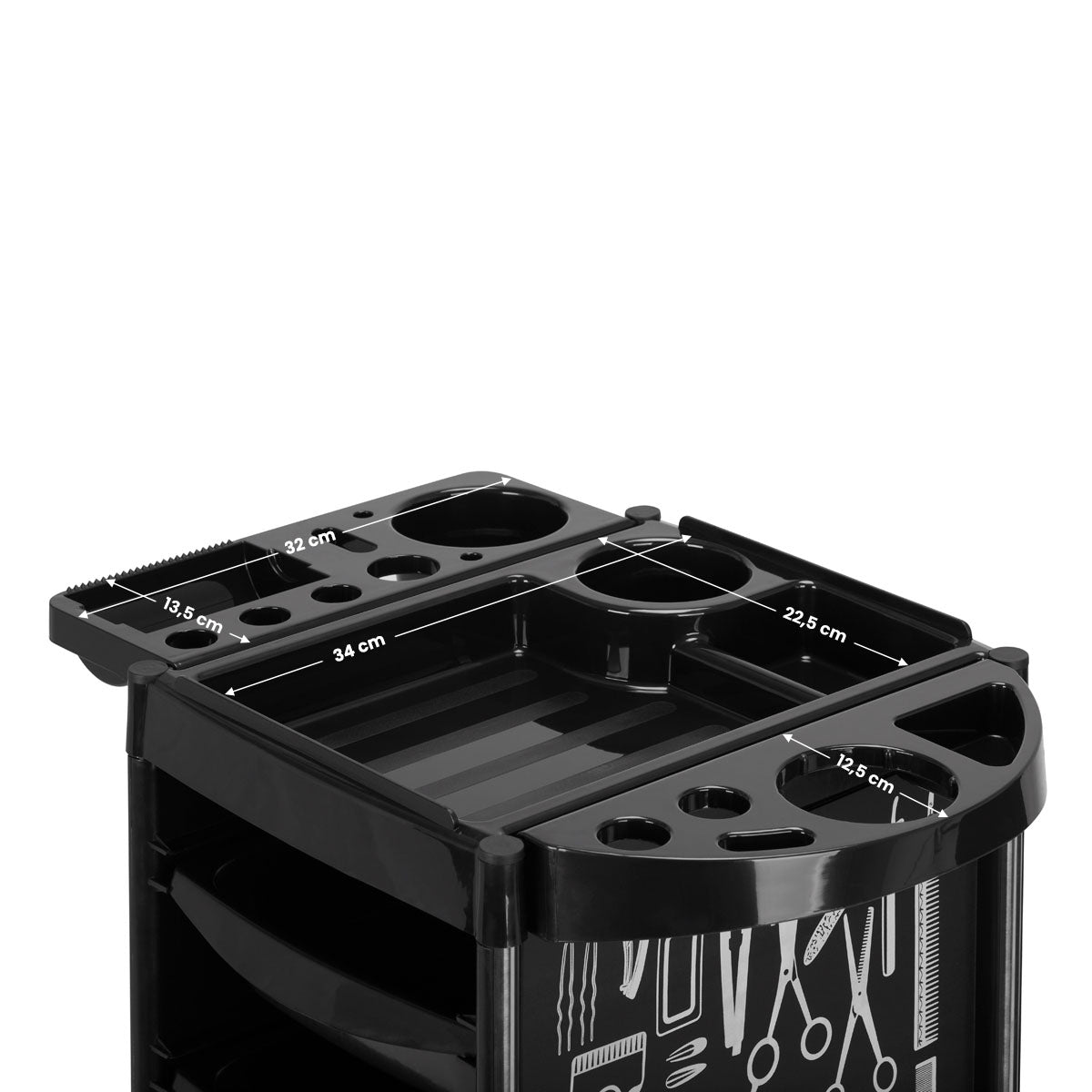 GABBIANO HAIRDRESSER TROLLEY X11-9 BLACK GRAPHICS - BVShop