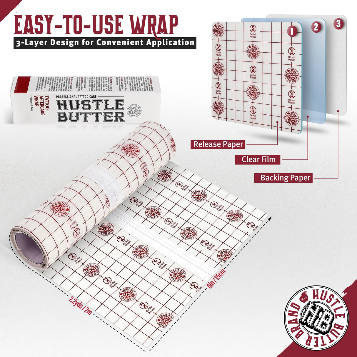 Hustle Butter Tattoo Aftercare Wrap 15cm x 2m - BVShop