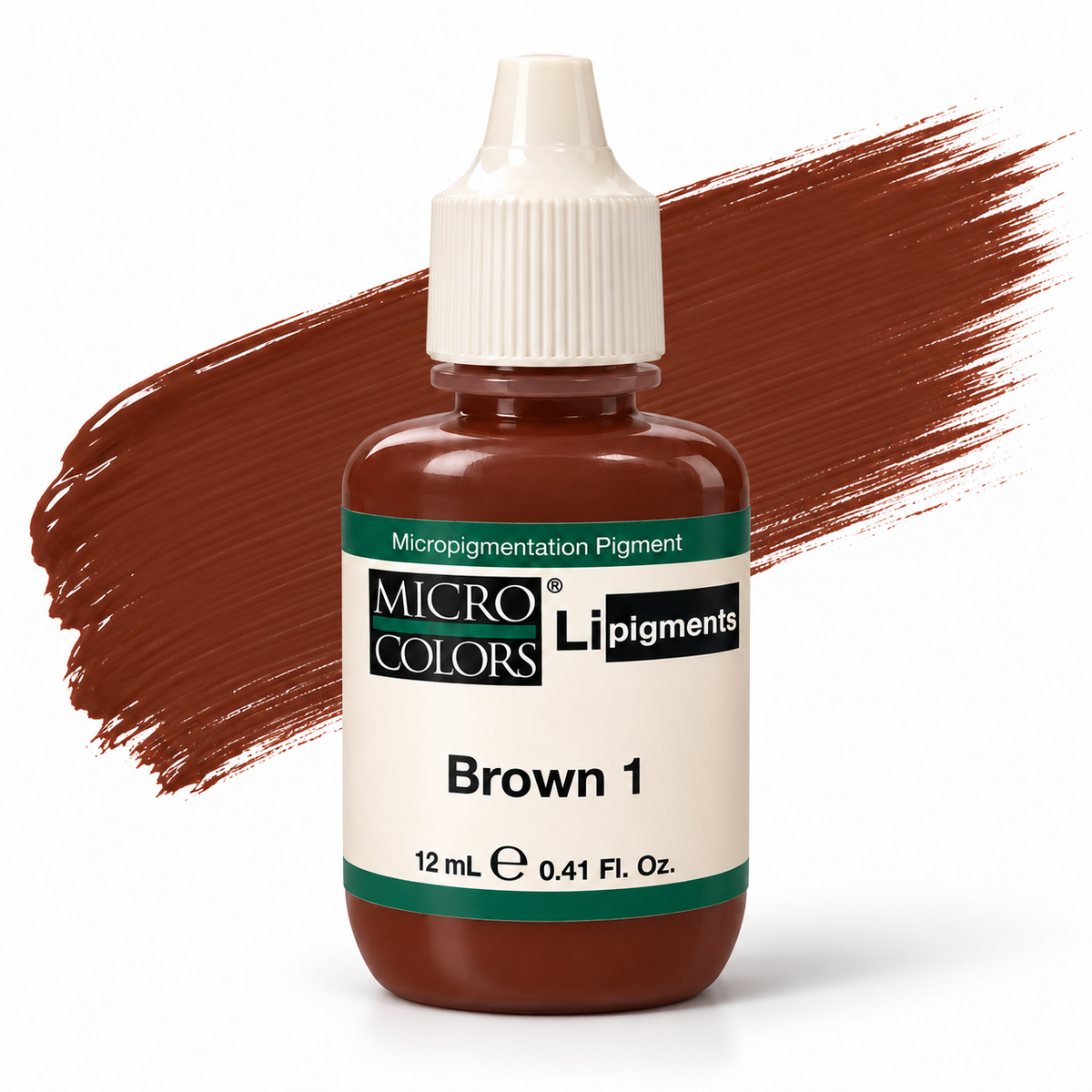 Li Pigments Micro Colors Brown 1 Pigment 12ml — bottle with pigment colour smear
