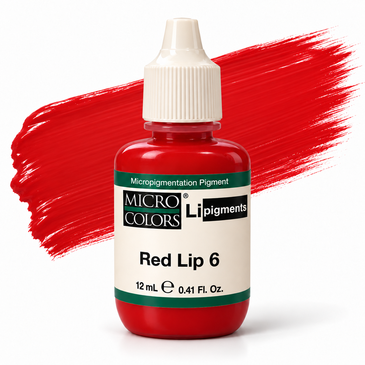 Li Pigments Micro Colors Red Lip 6 Pigment 12ml — bottle with pigment colour smear