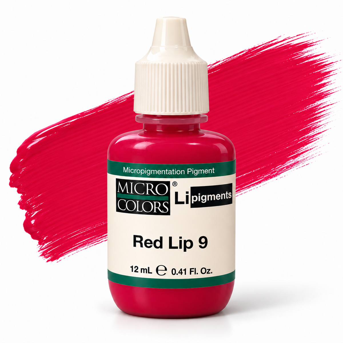 Li Pigments Micro Colors Red Lip 9 Pigment 12ml — bottle with pigment colour smear