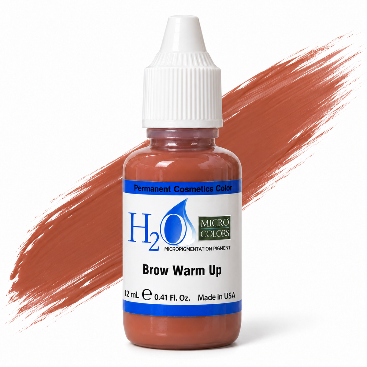 Li Pigments Micro Colors H2O Brow Warm Up Practice Pigment 12ml — bottle with a liquid pigment colour swipe