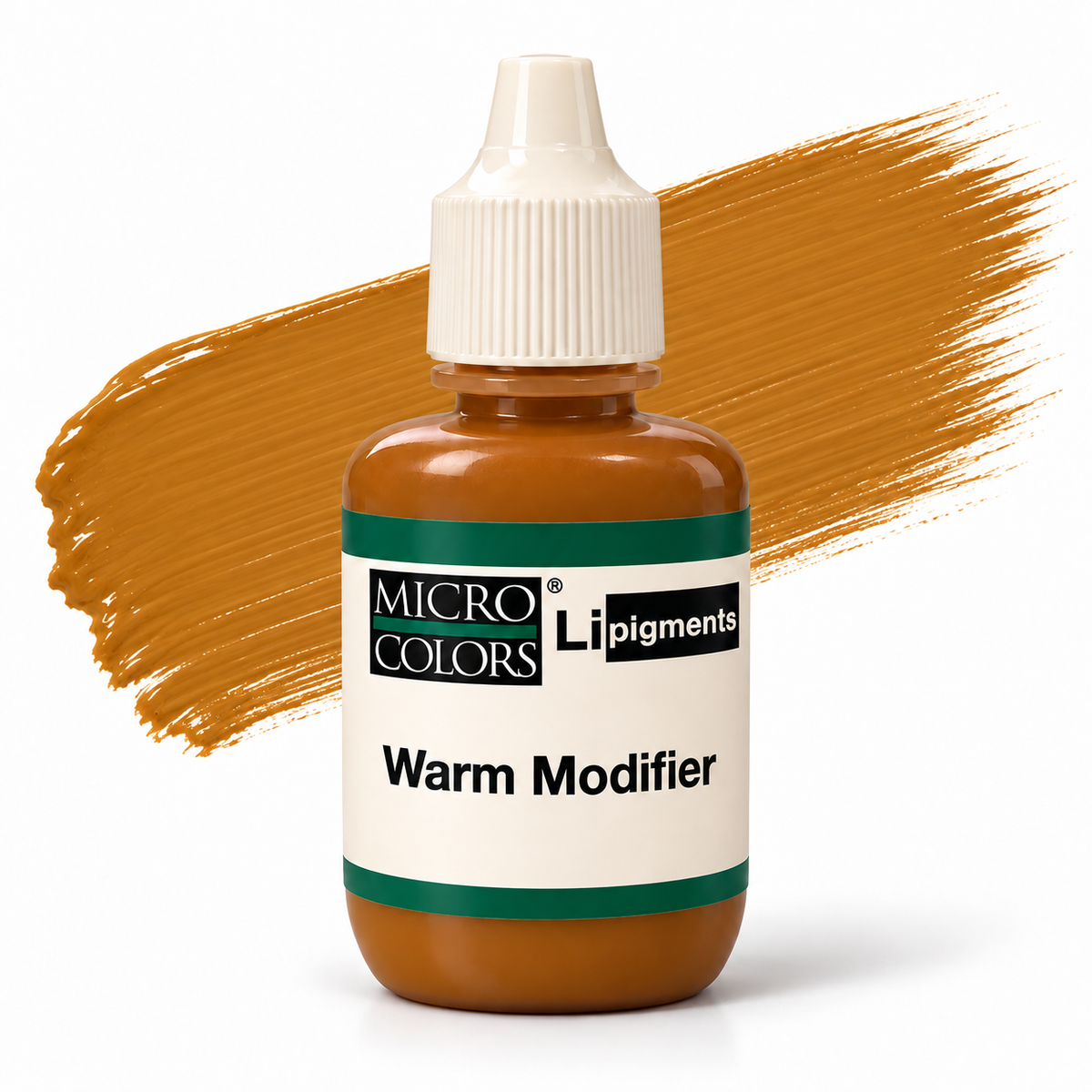 Li Pigments Micro Colors Warm Modifier — bottle with pigment colour smear