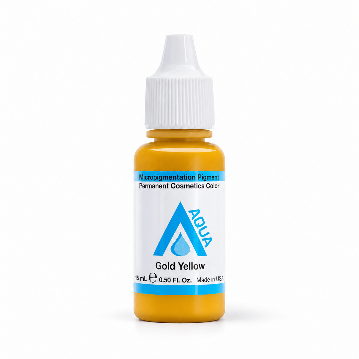 Li Pigments Aqua Gold Yellow 15ml – bottle with cyan Aqua label on white background