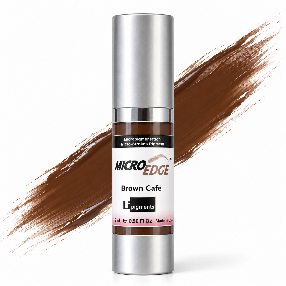 Li Pigments Micro Edge Brown Cafe Pigment 15ml — bottle with a liquid pigment colour swipe