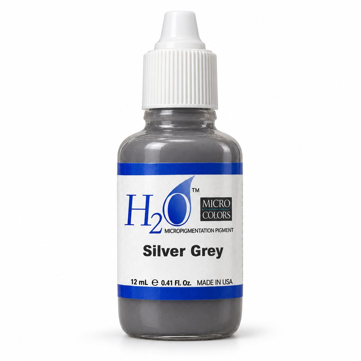 Li Pigments Micro Colors H2O Silver Grey Practice Pigment 12ml — bottle on white background with soft shadow
