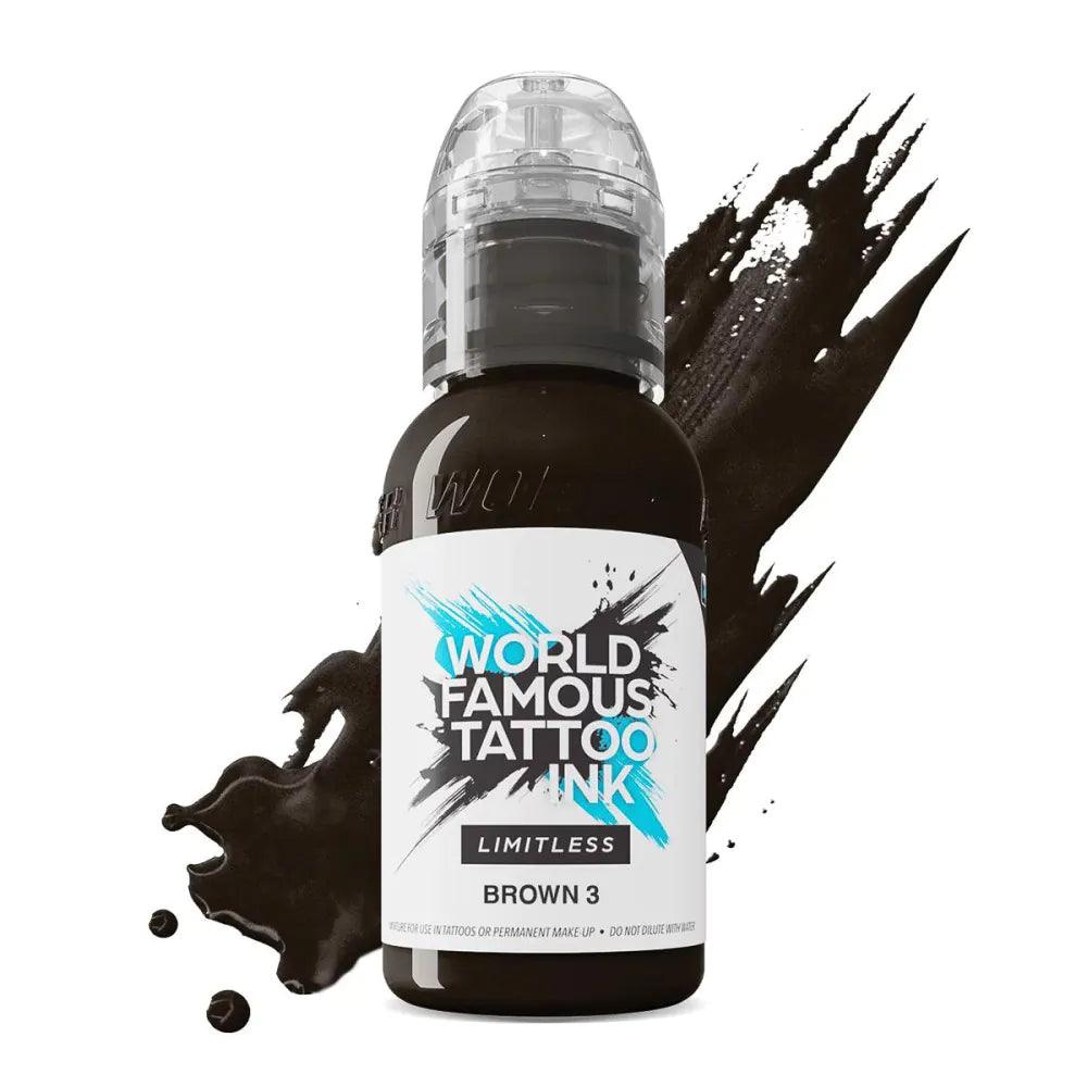 World Famous Limitless Tattoo Ink Brown 3 30ml - BVShop