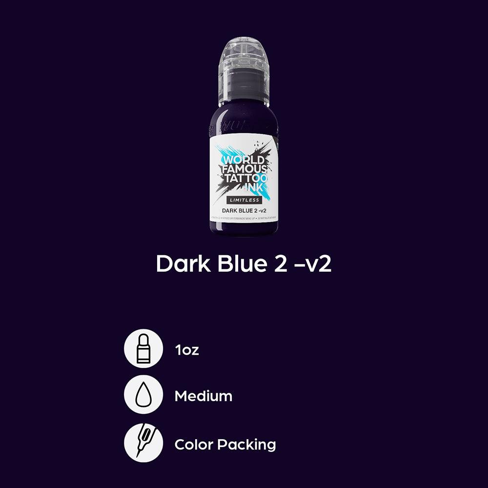 World Famous Limitless Tattoo Ink Dark Blue 2 v2 30ml - BVShop