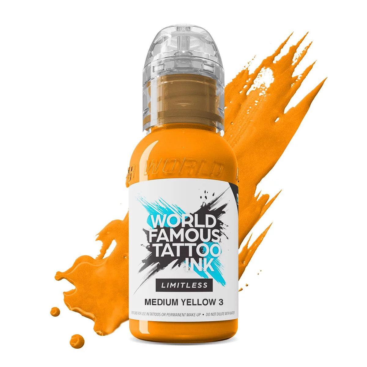 World Famous Limitless Tattoo Ink Medium Yellow 3 30ml - BVShop