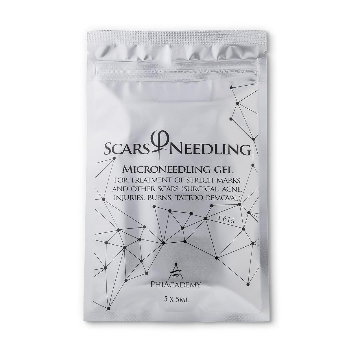 PhiAcademy Scars Needling Microneedling Gel 5ml 5pcs — Scars Needling gel outer pouch front