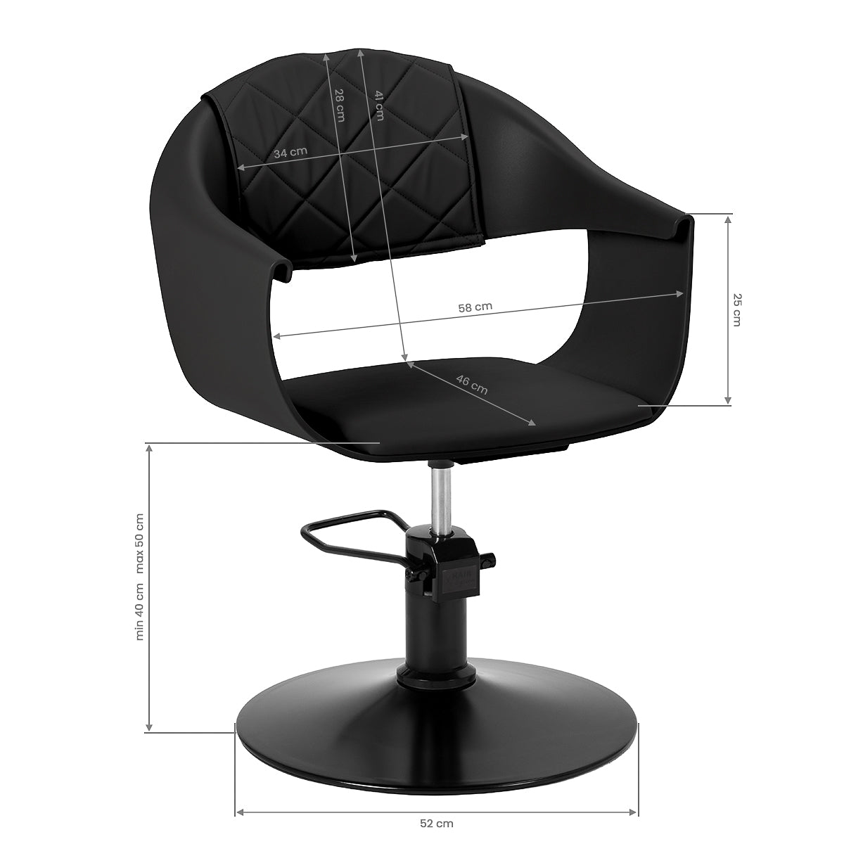 Hair System Halo noir hairdressing chair black - BVShop