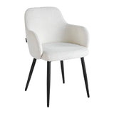 4RICO Intra white sherpa chair with rounded backrest and black metal legs