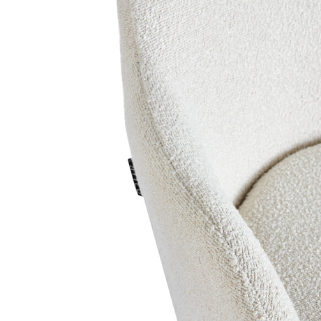 4RICO Intra white sherpa chair with rounded backrest and black metal legs