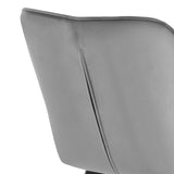4RICO Vetro grey velour chair with stitched backrest and black metal legs