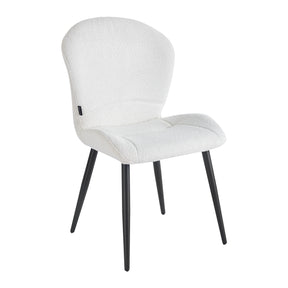 4RICO Lucente white sherpa chair with profiled backrest and black metal legs