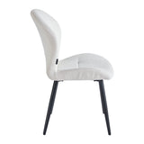 4RICO Lucente white sherpa chair with profiled backrest and black metal legs