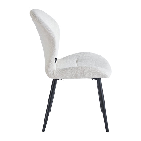 4RICO Lucente white sherpa chair with profiled backrest and black metal legs
