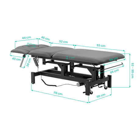 BALANCE Eso 5 electric massage and physiotherapy table dimensions