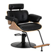 Gabbiano Florencja black and walnut hairdressing chair with black base