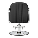 Black Gabbiano Acri hairdressing chair with adjustable headrest and armrests, featuring modern design and padded seat.