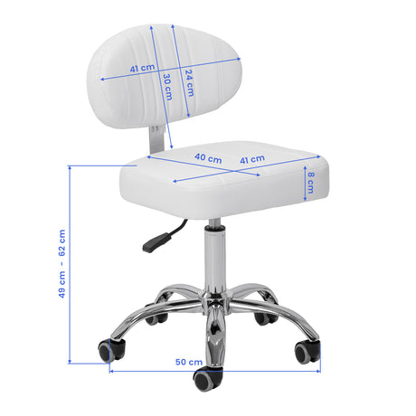 Giovanni Y08 cosmetic stool dimensions and white salon design
