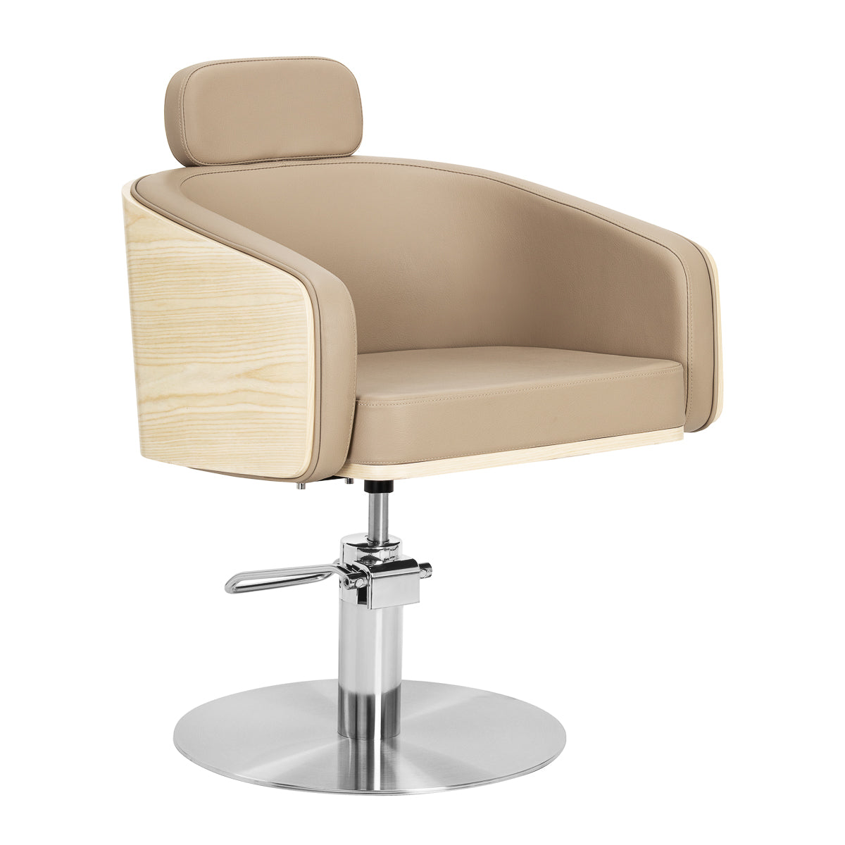 Gabbiano Wratislavia hairdressing chair beige chrome base - BVShop