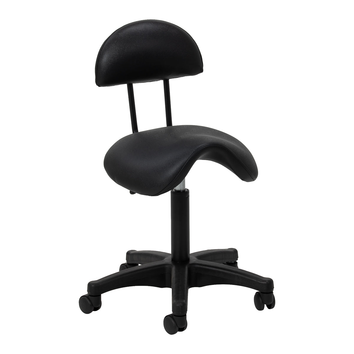 ACTIVESHOP 6001 black saddle cosmetic stool with supportive backrest