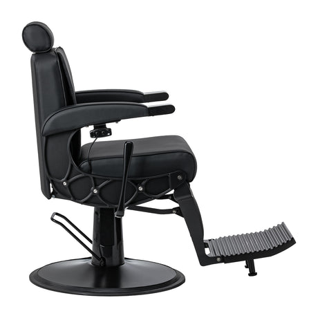 Gabbiano Continental Barber Chair With Massage – Black · Side view