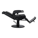 Gabbiano Continental Barber Chair With Massage – Black · Reclined position