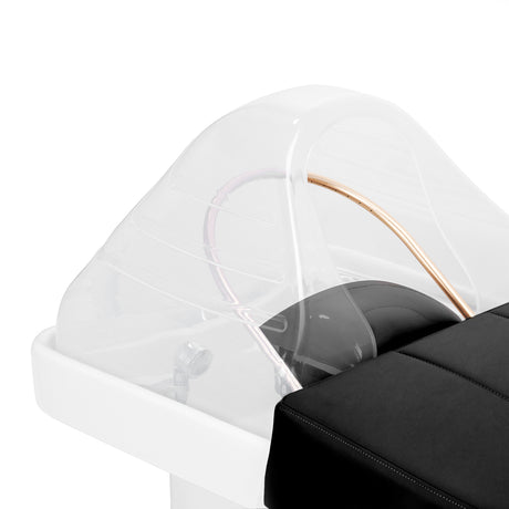 Gabbiano Head Spa 017 black hair washing bed with cushioned headrest and adjustable design for comfortable hair washing sessions.