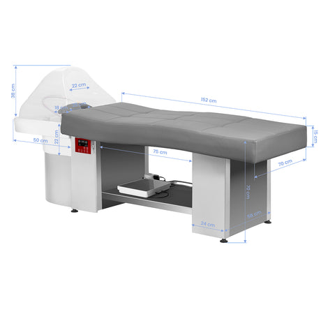 Gabbiano Head Spa 017 grey hair washing bed with cushioned headrest and adjustable design for comfortable hair rinsing.