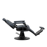 Graphite Gabbiano Francesco barber chair with brushed dark frame for professional barbershops