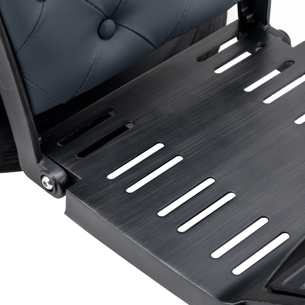 Gabbiano Francesco barber chair with adjustable headrest and graphite upholstery for grooming services