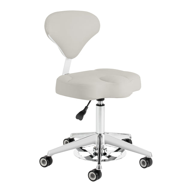 Azzurro 156-F grey cosmetic stool with backrest – front view