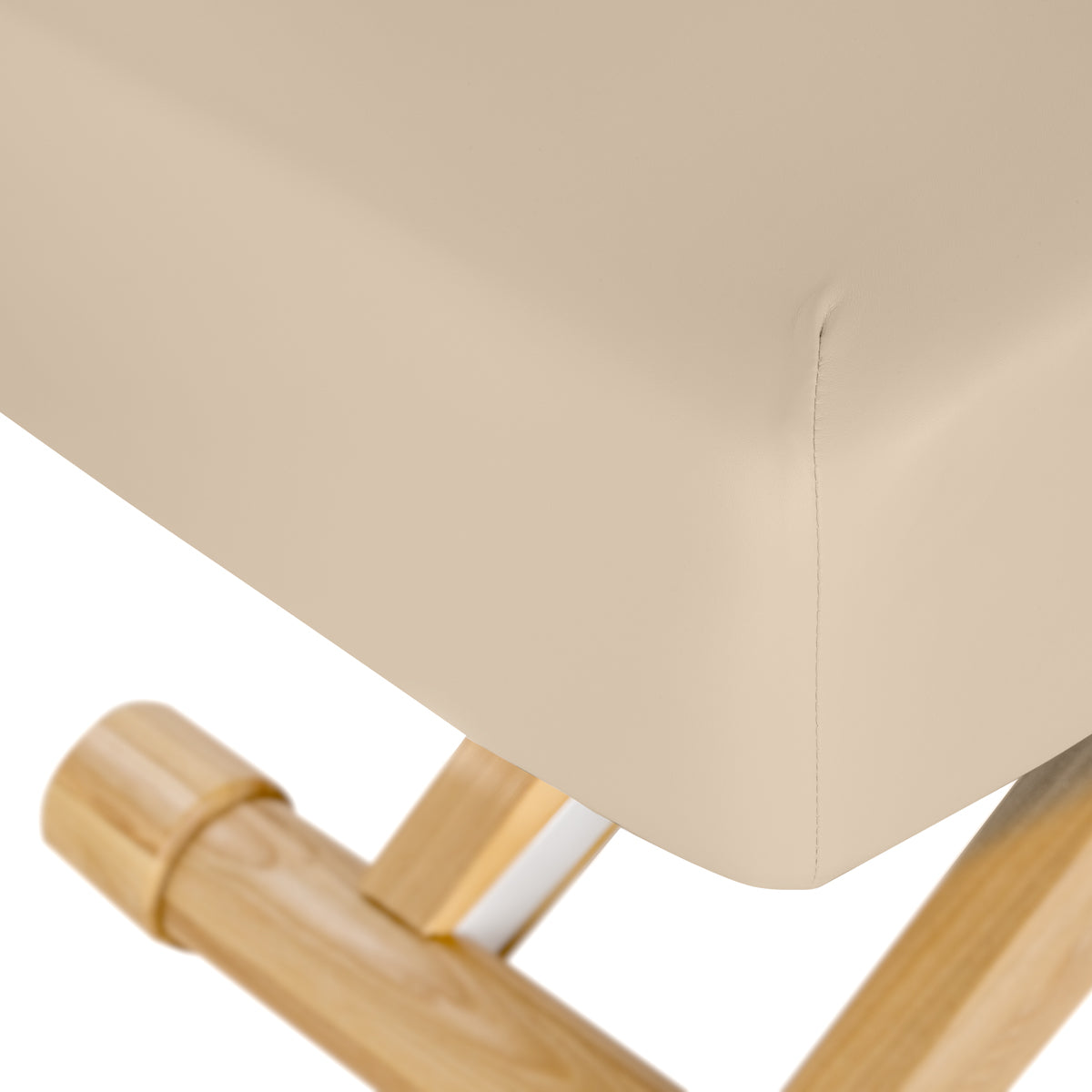 Sillon Siesta Electric SPA Lounger – Beige, Light Brown Base · Wooden base detail