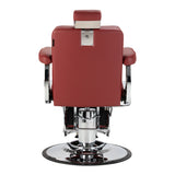 Gabbiano Visionerio+ Hydraulic Barber Chair – Red, Chrome Frame; rear view