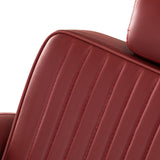 Gabbiano Visionerio+ Hydraulic Barber Chair – Red, Chrome Frame; upper backrest stitching