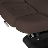 Sillon Relax Electric SPA Lounger – Dark Brown, Black Base · Headrest detail